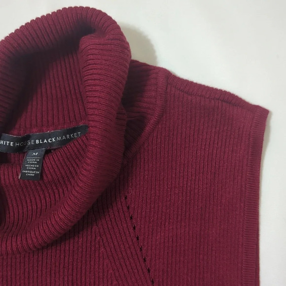 White House Black Market Sleeveless Turtleneck Sweater, Color Maroon Size M - Picture 7 of 13